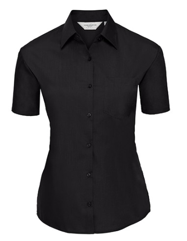 RUS-0R935F0-Ladies' Short Sleeve Classic Polycotton Poplin Shirt